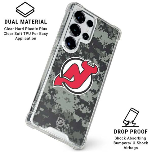 NHL New Jersey Devils Camo Galaxy S25 Ultra Clear Case